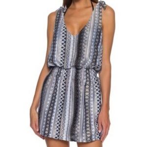 Becca Swim Rebecca Virtue Small Neutral Tone Stripe Coverup Dress Lake Beach